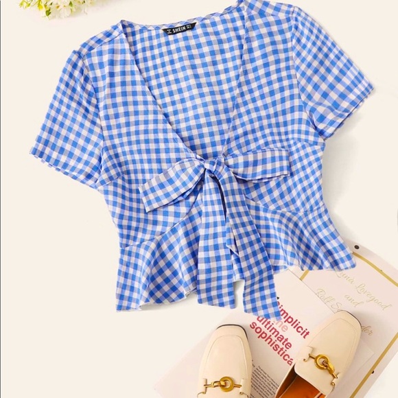 Shein gingham Wrap-front blouse - Picture 5 of 5